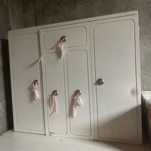 American Girl White Cabinet with Pink Ribbons